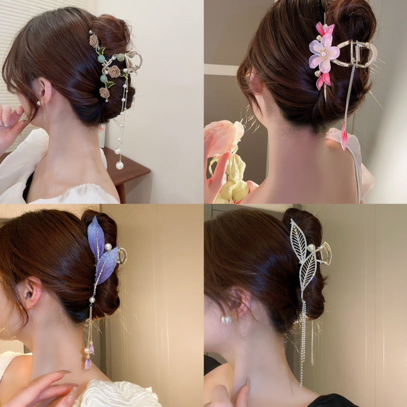 Diamond-encrusted Pearl Wheat-spike Lily-of-the-valley Tassel Hair Clip - | Jewelry Fitness Skincare