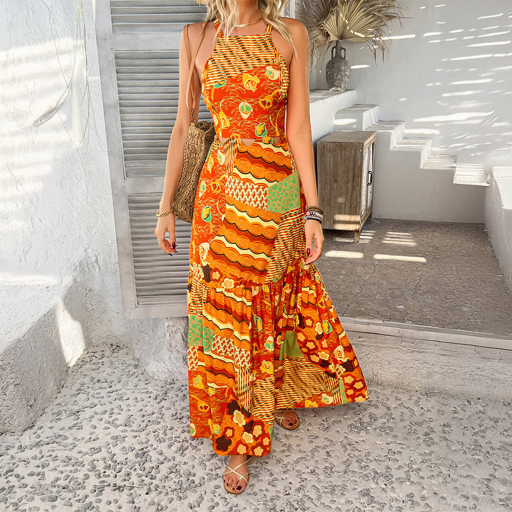 Comfortable And Stylish Bohemian-print Slip Maxi Dress - | Jewelry Fitness Skincare