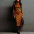 Slim-fitting Bodycon Long Dresses Women's Clothing - Brown | Jewelry Fitness Skincare