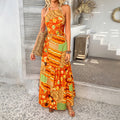 Comfortable And Stylish Bohemian-print Slip Maxi Dress - Orange | Jewelry Fitness Skincare