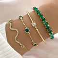Green Diamond Bracelet Set - 4 Piece Stretch Bracelet Collection - S1304 1 sets | Jewelry Fitness Skincare