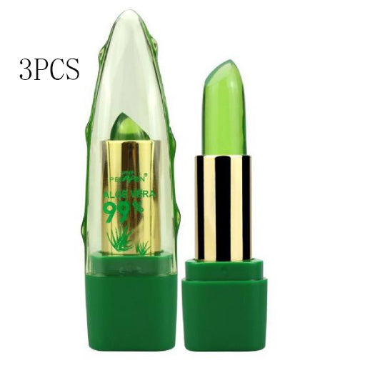 Aloe Vera Gel Color Changing Lipstick Gloss Moisturizer Anti-drying Desalination Fine-grain Lip Blam Care - 3PCS | Jewelry Fitness Skincare