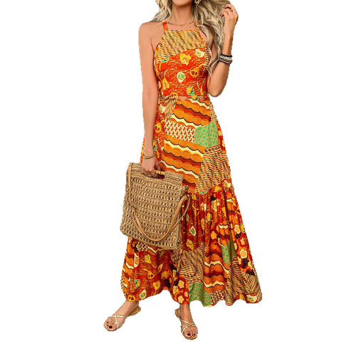 Comfortable And Stylish Bohemian-print Slip Maxi Dress - | Jewelry Fitness Skincare
