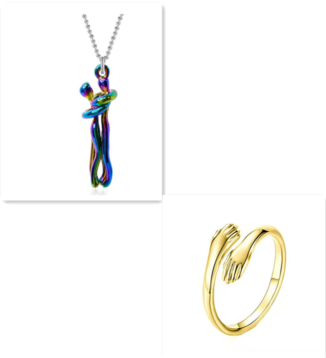 Love Hug Necklace Unisex Men Women Couple Jewelry Simple Temperament Clavicle Chain Valentines Day Lover Gift - Color set | Jewelry Fitness Skincare