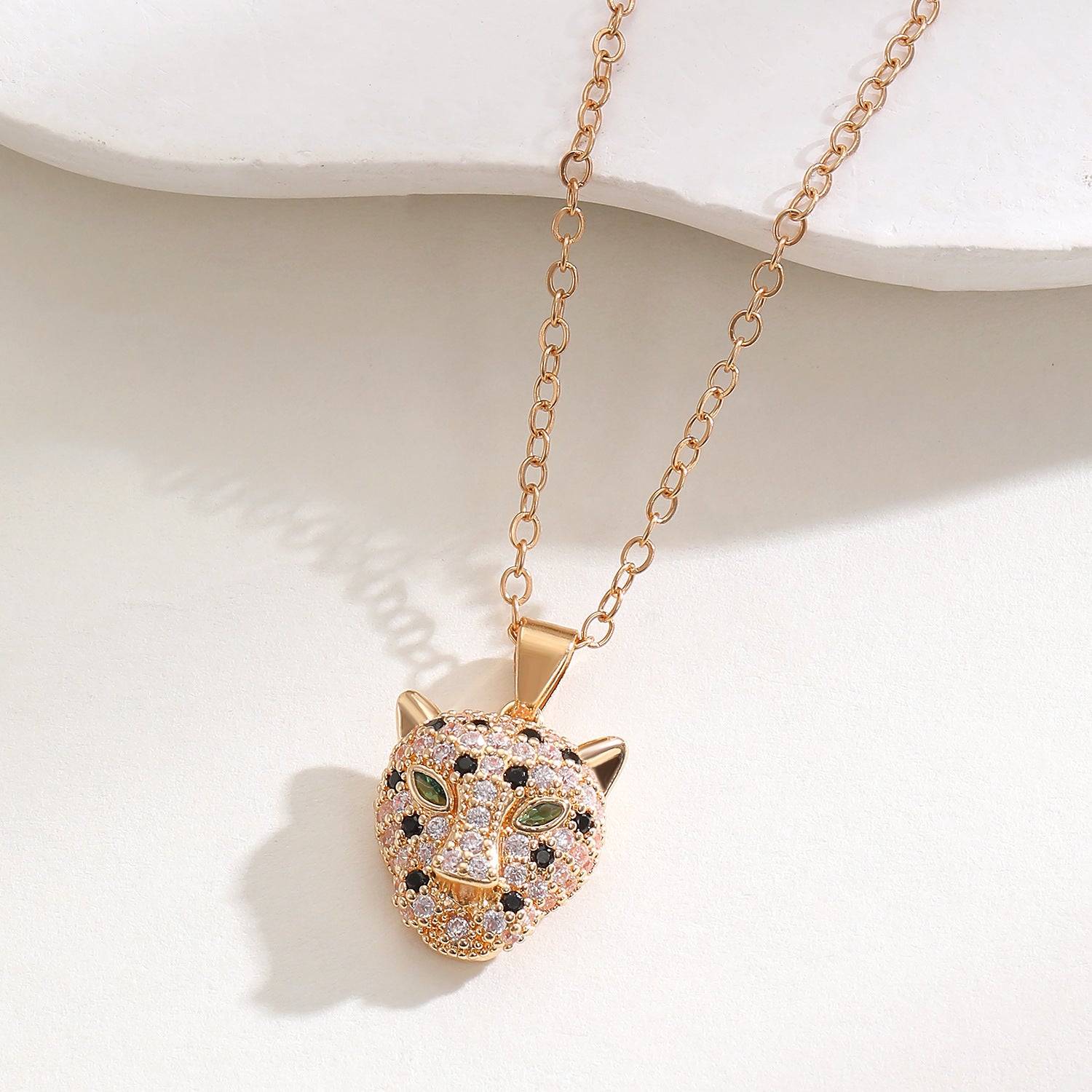 Hip Hop Leopard Head Pendant Earring Necklace Set - Cold Necklace | Jewelry Fitness Skincare