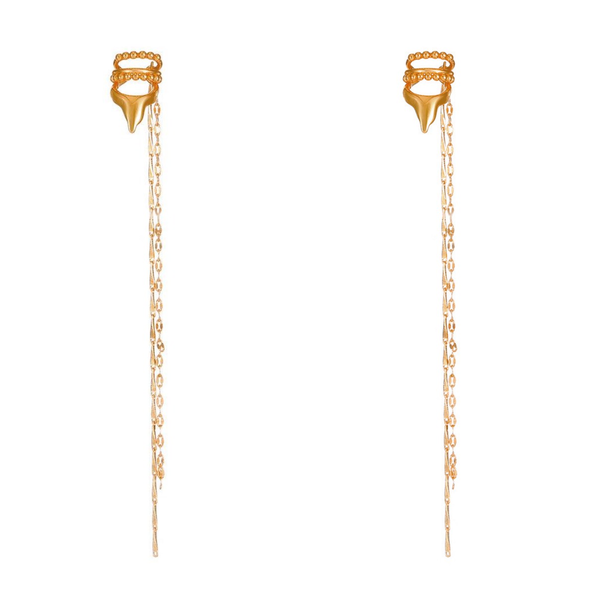 Women's Fashion Temperament Elf Ear Clip Long Chain Tassel - KC Gold 2PCS | Jewelry Fitness Skincare